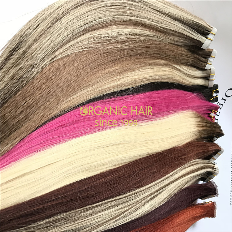 Human hair tape in hair extensions at wholesaler price C28